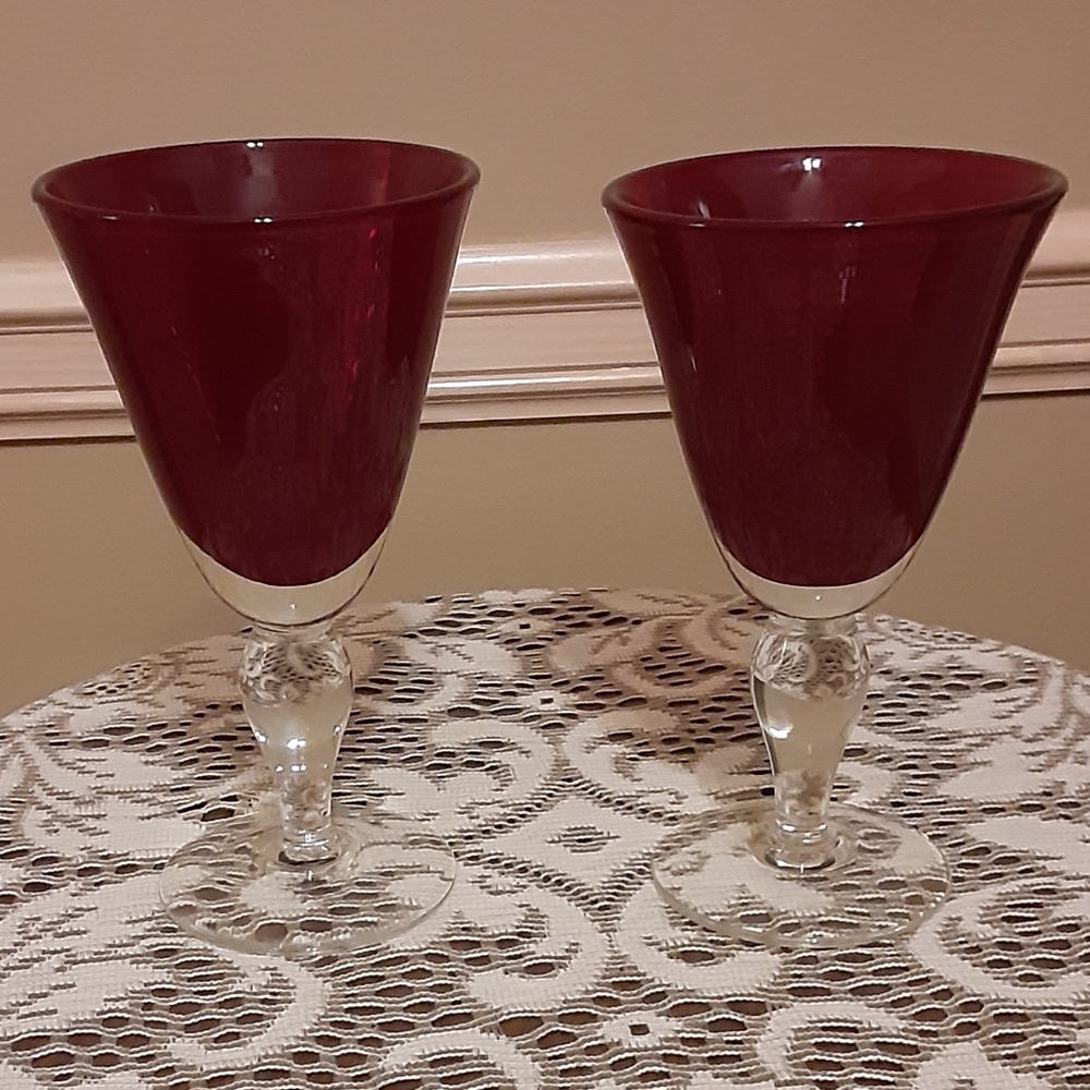 Ruby Red 2 Crystal Goblets